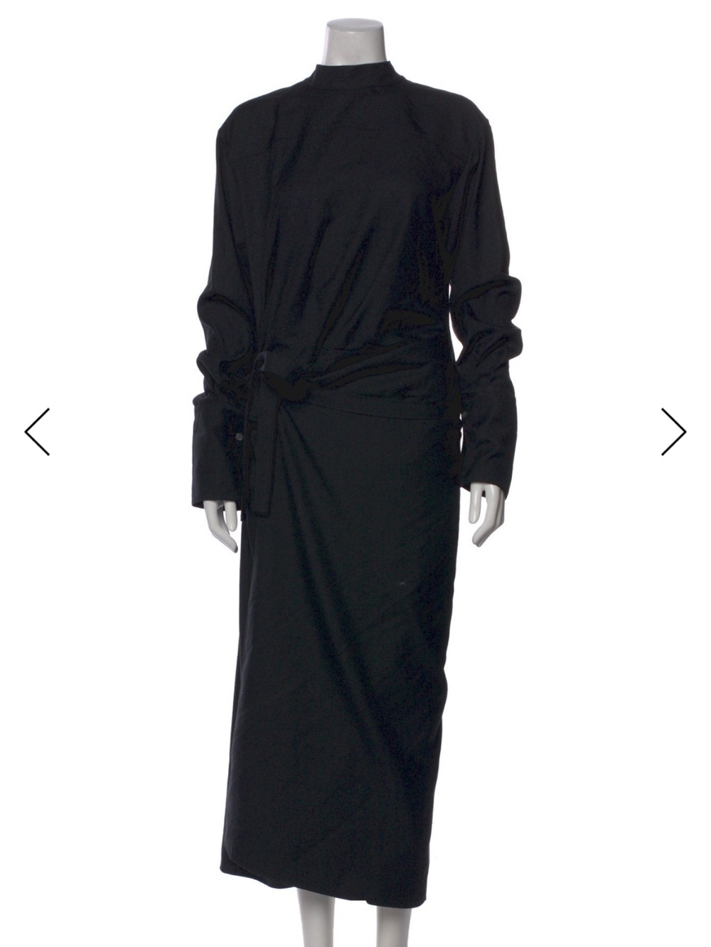 The Row Thalassa 2025 fall Black Long-Sleeve Tie-Waist virgin wool Maxi Dress
